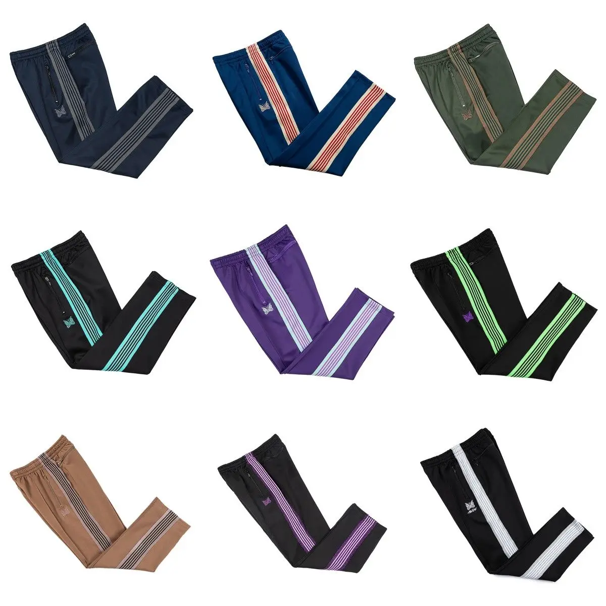 

Needles Butterfly Letter Embroidery Side Ribbon Casual Pants Instagram Trendy Men's and Women's Straight Sports Pants