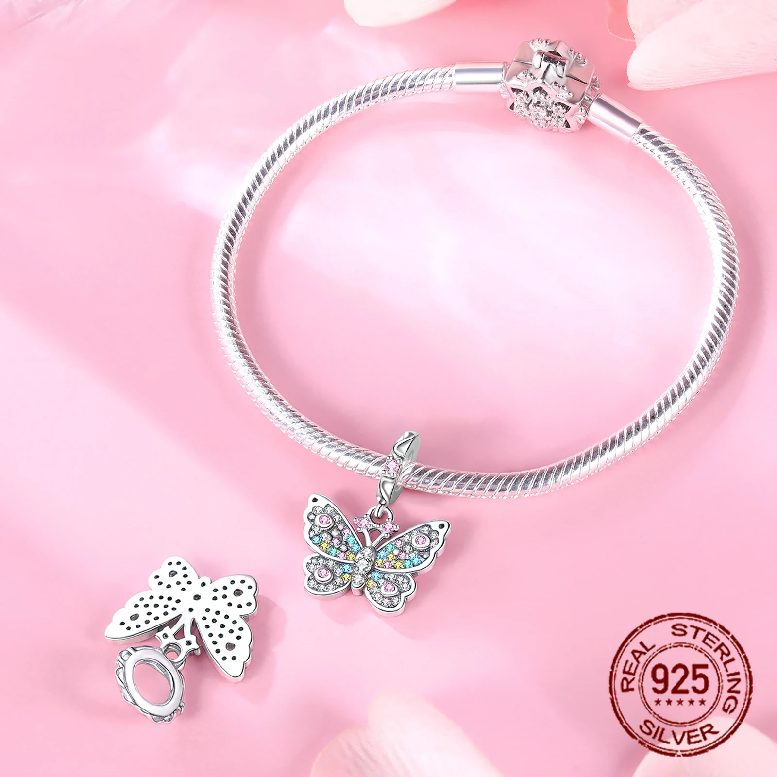 925 Sterling Silver Colored Zircon Grace Dreamy Butterfly
