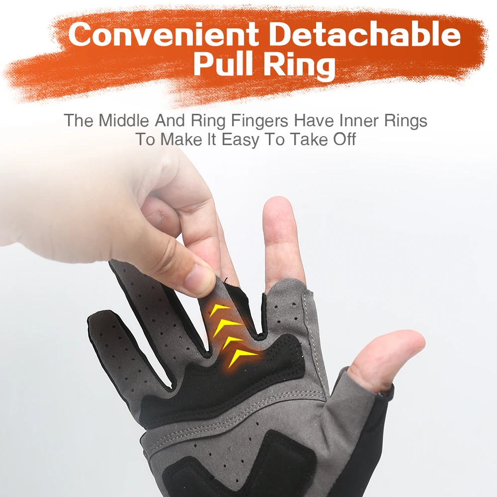 ZUKIBO three finger fishing gloves women men cut gloves for fishing sun protection anti-slip breathable thin