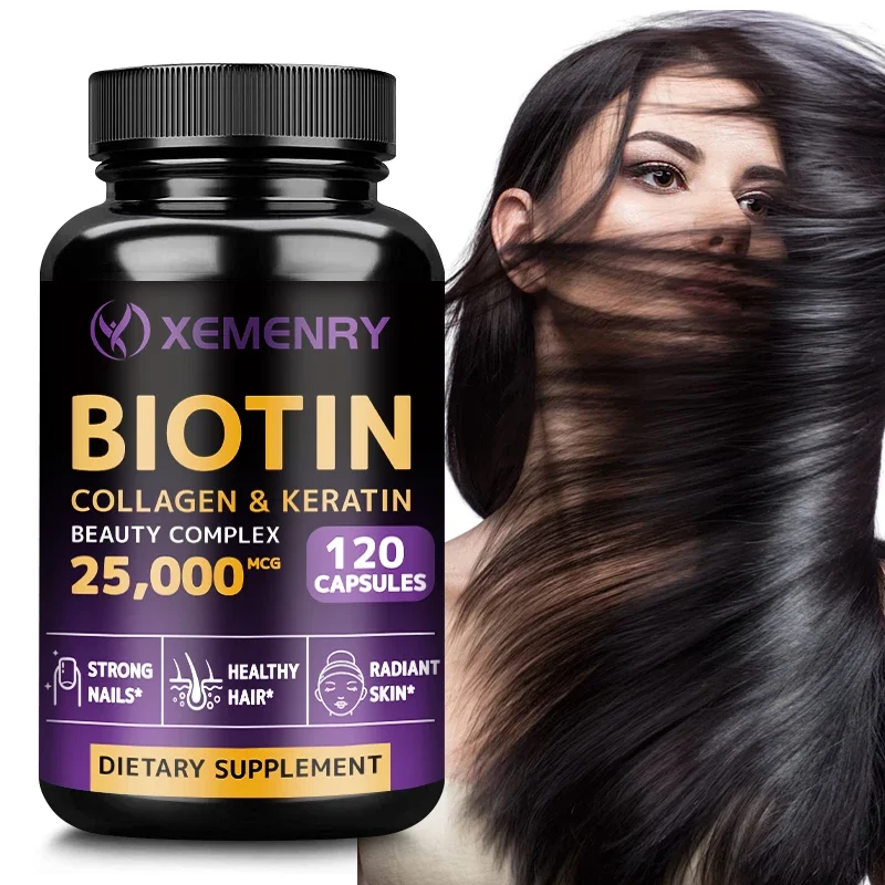 Biotin Collagen Keratin Capsules Promotes Hair Growth Strengthens Weak Nails Anti-Aging Supports Joints Bones
