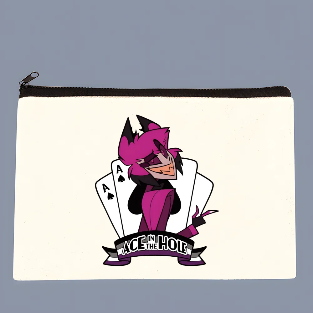 Hazbin Hotels Comedy Angel Dust Hand-painted Wallet Blank Canvas Pure White Cloth Bag Hand-painted Small Coin Bag