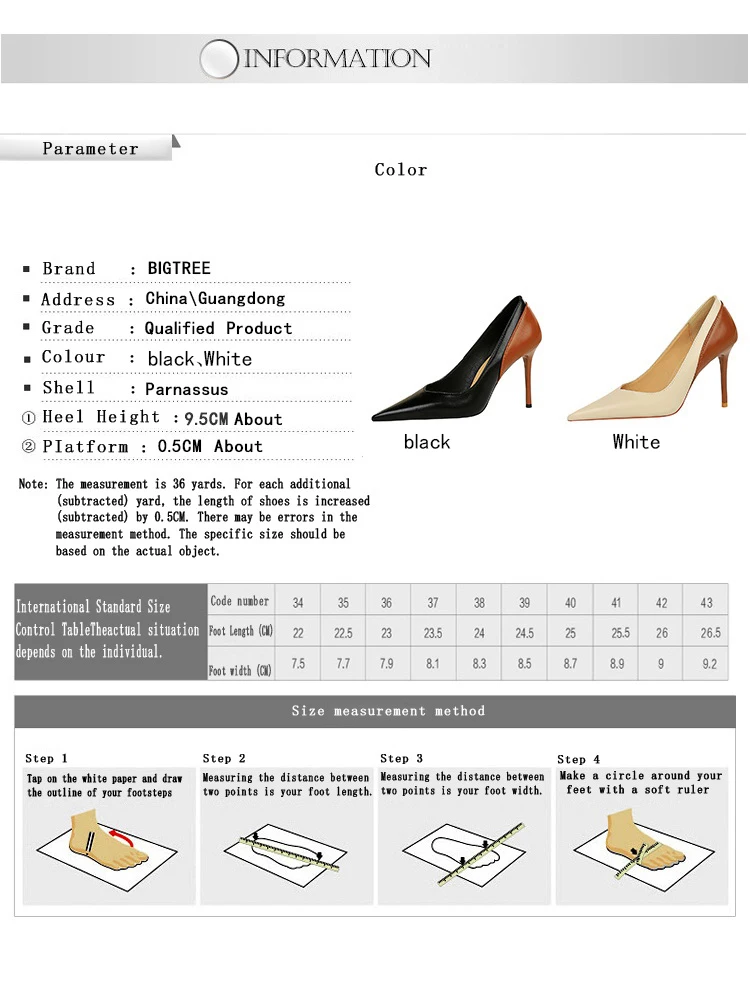 Shoes Color Blocking Women Pumps Pointed Tip High Heels Sexy Party Shoes Stilettos Heels Women Shoes Large Size 42 43