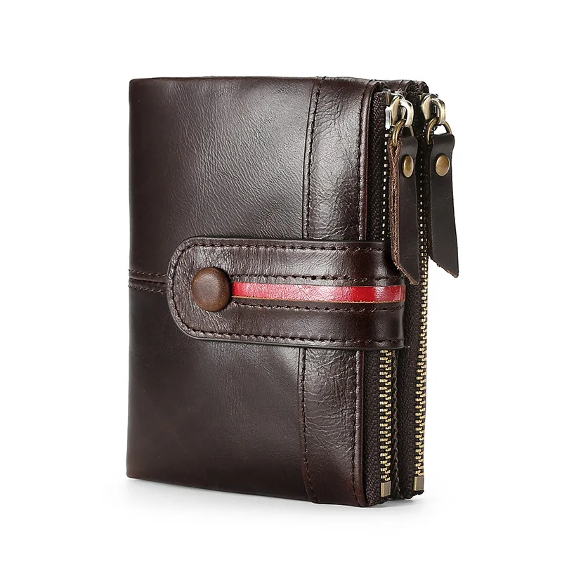 

Genuine Cow Leather Men Wallets with Coin Pocket Vintage Male Purse RFID Blocking Multifunctional Men Wallet with Card Holders
