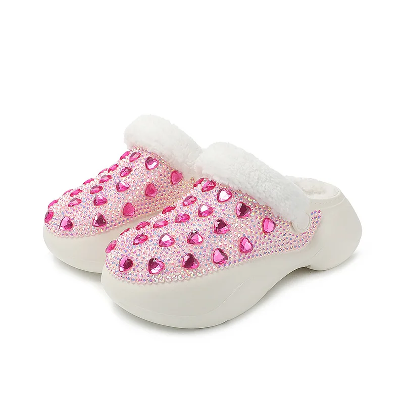 

Women Warm Slipper Winter Punk Cotton Insole Sandals Female Luxury Platform Clogs EVA Slippers With Charms Casual Shoes Big Size