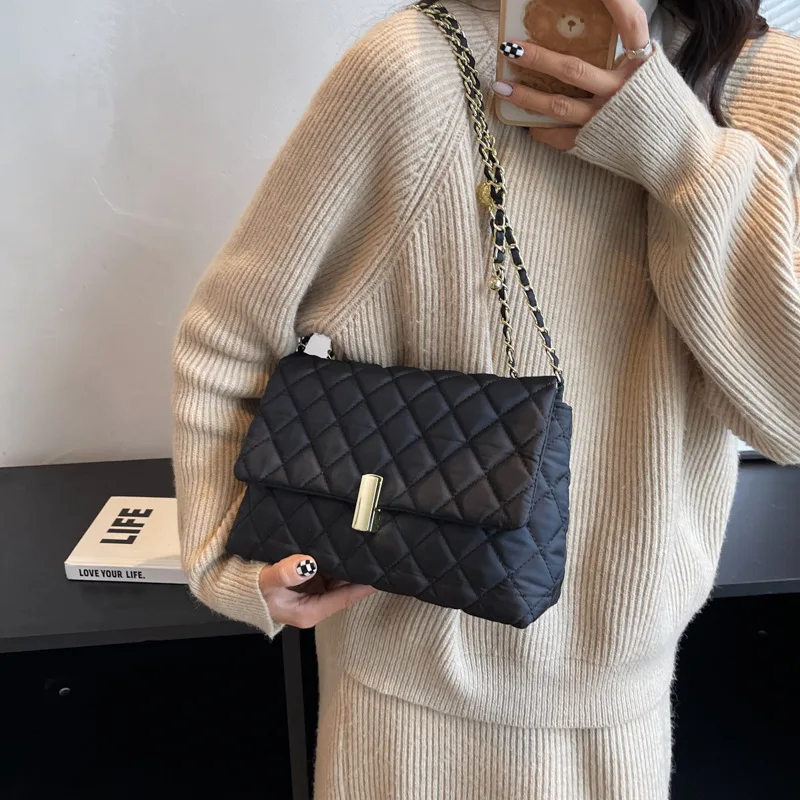 

Вместительная женская сумка через плечо с цепочкой и ромбовидным узором, модная сумка через плечо