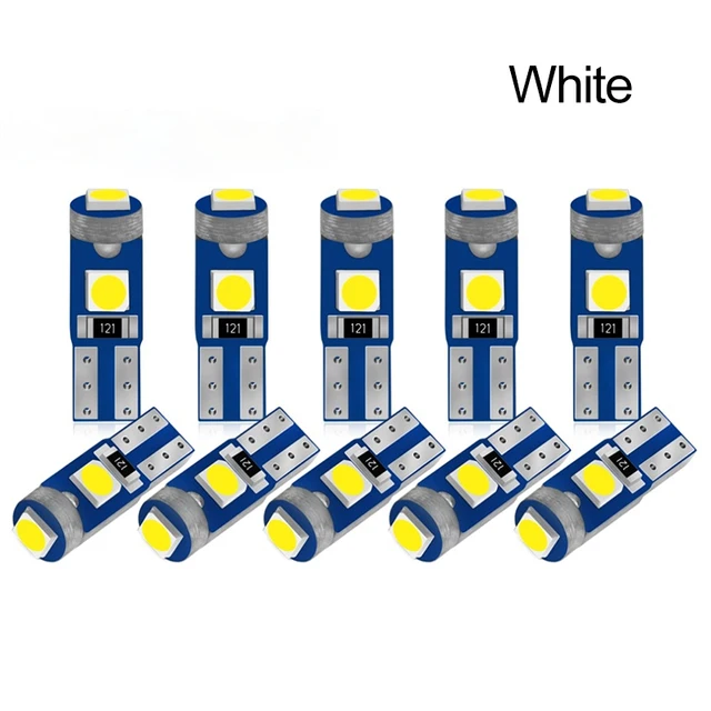 10pcs T5 Led Bulb W3W W1.2W 12V Led Canbus Car Interior Lights Dashboard Warming Indicator Wedge Auto Instrument Lamp 10pcs White