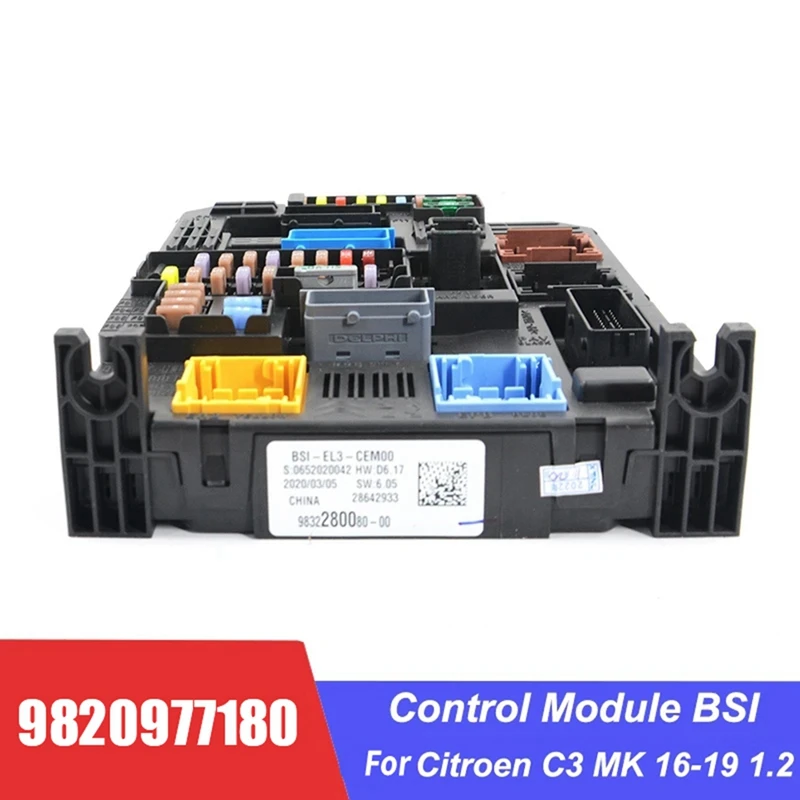 Scatola Dei Fusibili Per Auto Modulo Di Controllo Scatola Dei Fusibili Bsi 9820977180 Bsi-El3-Cem00 Per Citroen C3 Mk 1.2 2016-2019