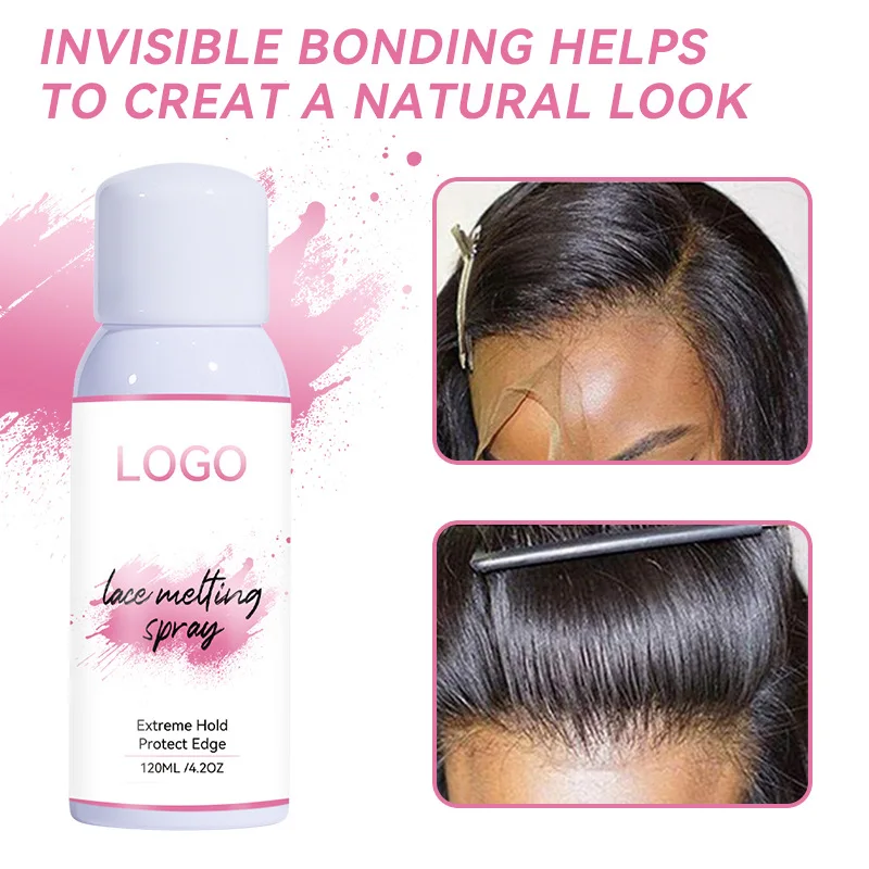 Custom Logo For Wig Glue Invisible Melting Spray For Lace Wigs Strong Hold  Adhesives For Lace Frontal 120Ml Melting Spray 5Pcs