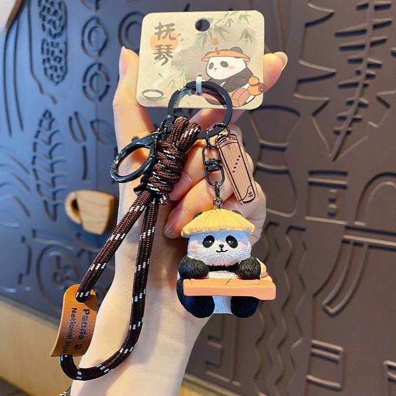 Panda-Schlüsselanhänger im chinesischen Stil, exquisiter Schlüsselanhänger aus Kunstharz, bezauberndes Taschenanhänger-Zubehör, Auto-Schlüsselanhänger – Detail 9