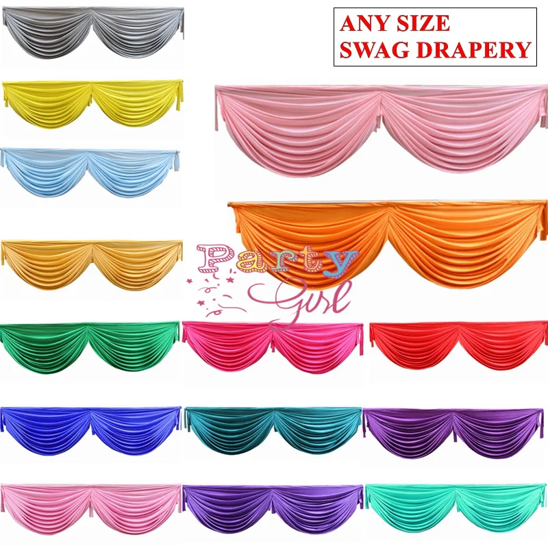 Price Ice Silk Table Swag Valance Drape For Table Skirt Cloth Party Event Decoration