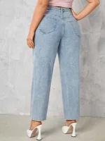 3xl Plus Size Women Clothing Spring Summer Blue Denim Overalls with Pockets Light Washed Casual Jeans Pants Ankle Length Pants - Image 6