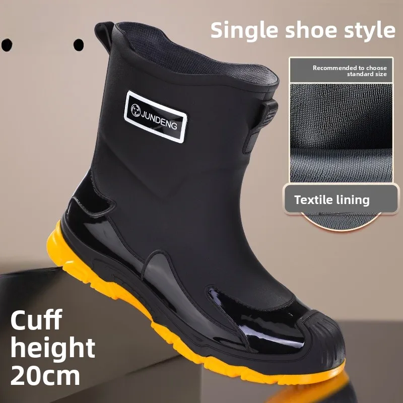 Bottes de pluie homme courtes épaisses imperméables antidérapantes pour lavage auto et pêche