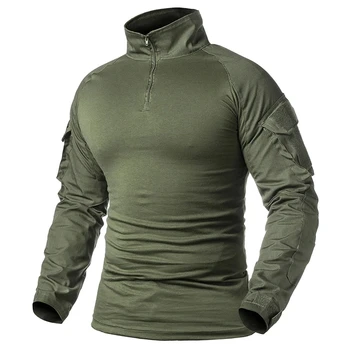 T-shirt nera da combattimento militare multicam tattica dell'esercito americano da uomo Manica lunga CP Camouflage Airsoft Camicie Abbigliamento da caccia da campeggio