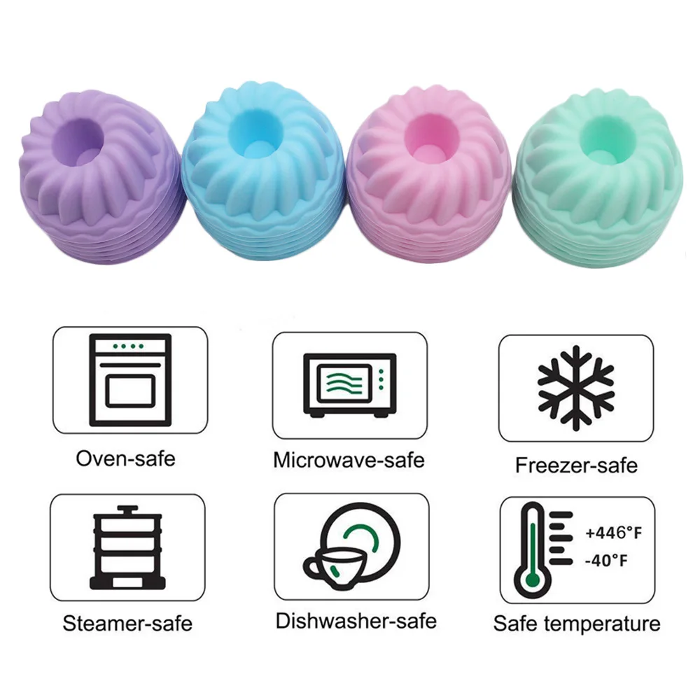 12 Pieces/Set Of Silicone Cake Mold Round Muffin Cup Cake Baking Mold Kitchen Cooking Bakeware Making Diy Cake Decoration Tool
