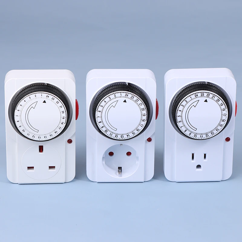 24 Hour Cyclic Timer Switch Kitchen Timer Outlet Universal Timing Socket Mechanical Timer 220VAC UK EU US Plug Timing Socket 2