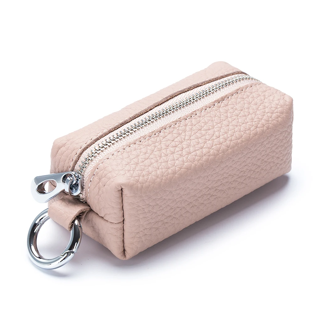 Genuine Leather Unisex Key Holder & Mini Wallet with Double Key Chains
