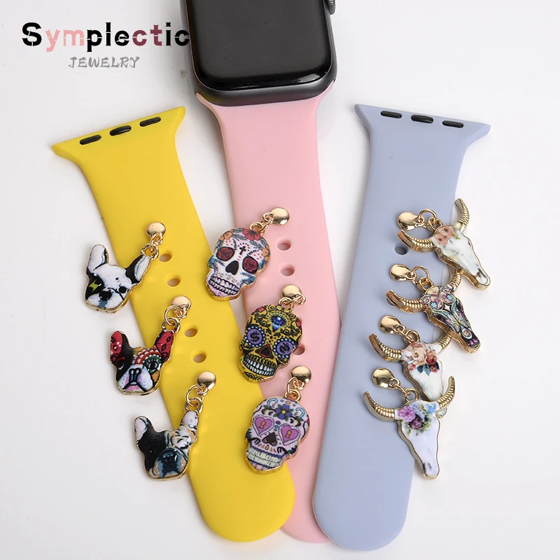 

Retro Skull Decoration For Apple watch band Decorative Charms Jewelry iWatch/Galaxy watch 4/3 Bracelet silicone Strap Accessorie