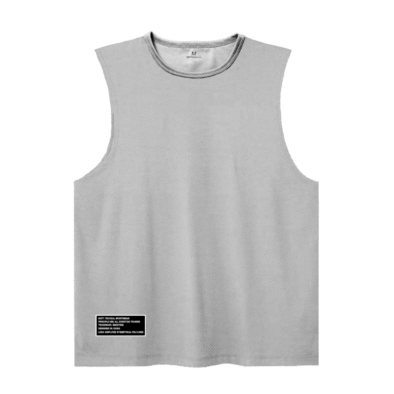 Gym Clothing Fitness Tank Tops Mens Summer Quick Dry Mesh Sports Sleeveless T Shirt Bodybuilding Singlets Running Vest