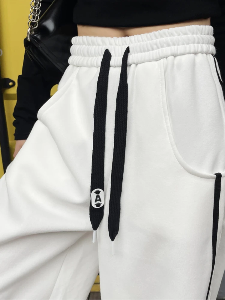 QWEEK Baggy Pants Women Korean 2023 Autumn Y2K Retro Streetwear Striped Sweatpants Hippie Vintage Harajuku Oversize Trousers