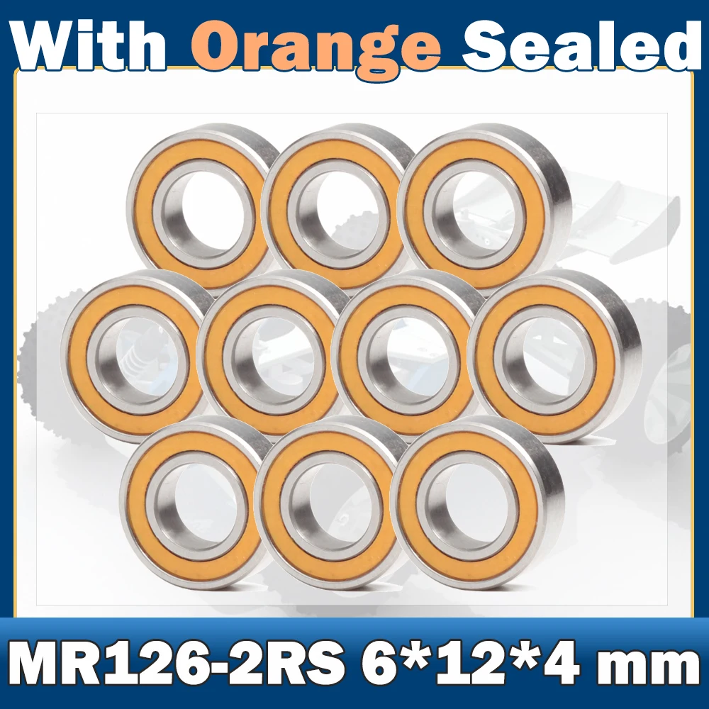 

MR126RS Bearing ( 10 PCS ) 6*12*4 mm ABEC-7 Hobby Electric RC Car Truck MR126 RS 2RS Ball Bearings MR126-2RS Orange Sealed