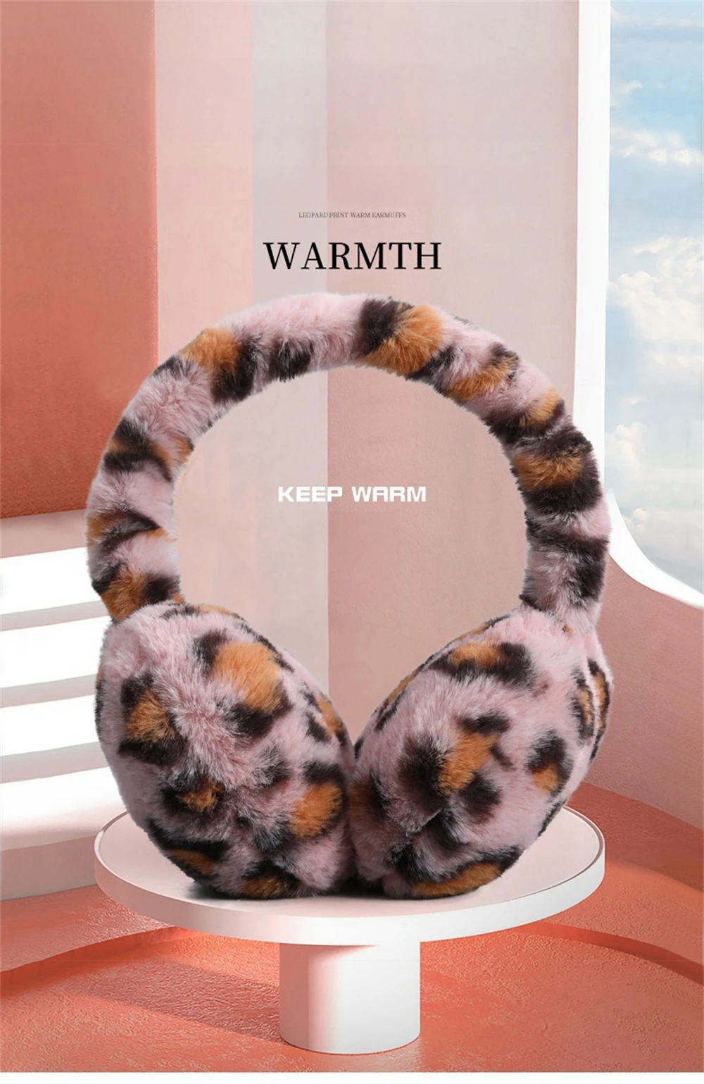 Winter Warm Thickened Ear Muffs Foldable Leopard Print Earmuffs Men and Women Windproof Frostproof Earlap Simple Plush Hairband