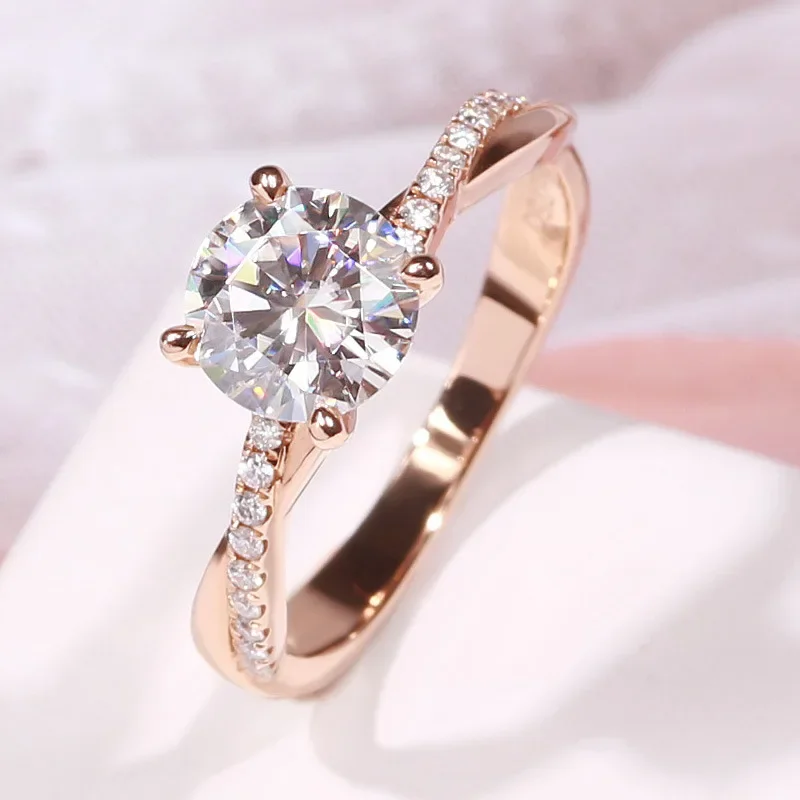 

18K Rose Gold Jewelry Ring for Women Fine Anillos Mujer Bizuteria Anillos De White Diamond Gemstone diamond Rings Girls box