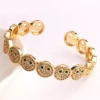 2024 New Retro Cubic Zirconia Smiling Face Open Bracelet for Unisex Office Party Friends Gift Jewelry Accessories 5