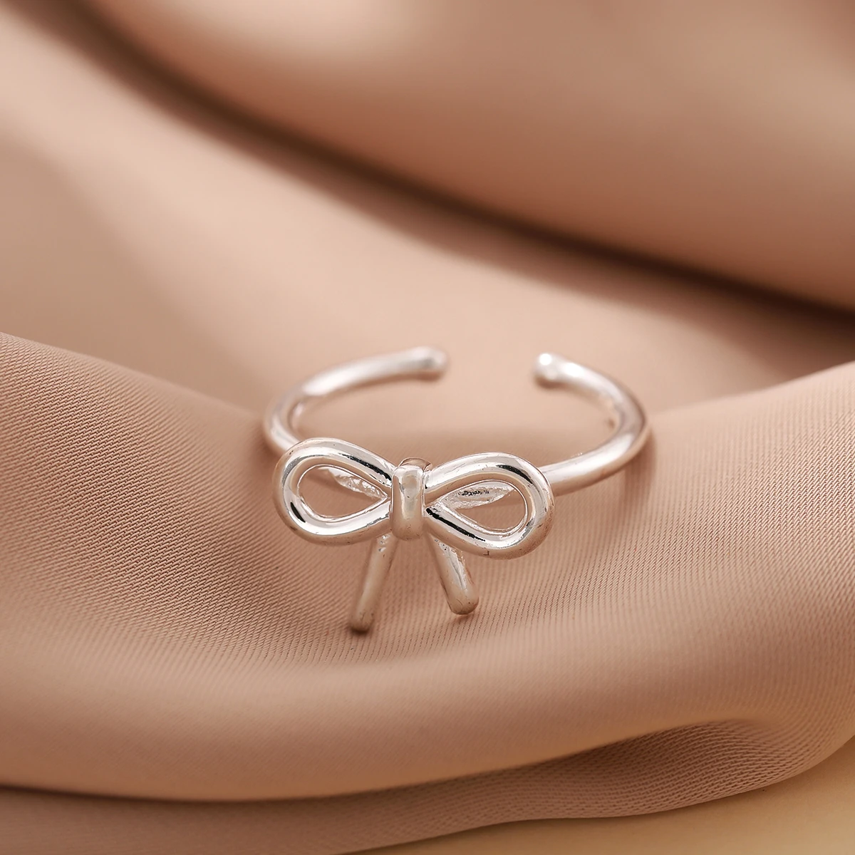 Silver Ring 925 Sterling Silver Bow Female Opening R205