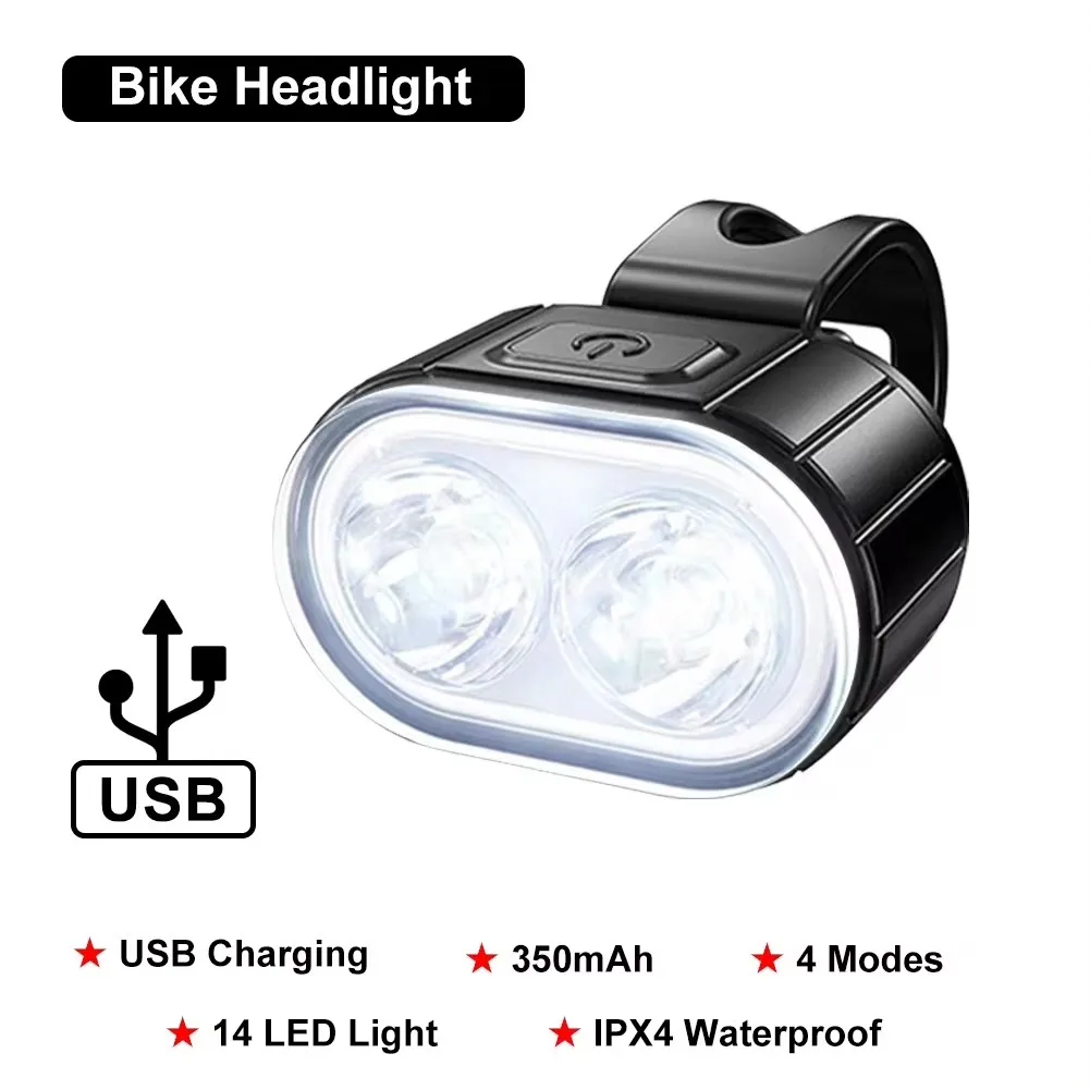 Rechargeable USB Bicycle Lighting Set - Front & Rear Bike Lights and Lantern Accessories