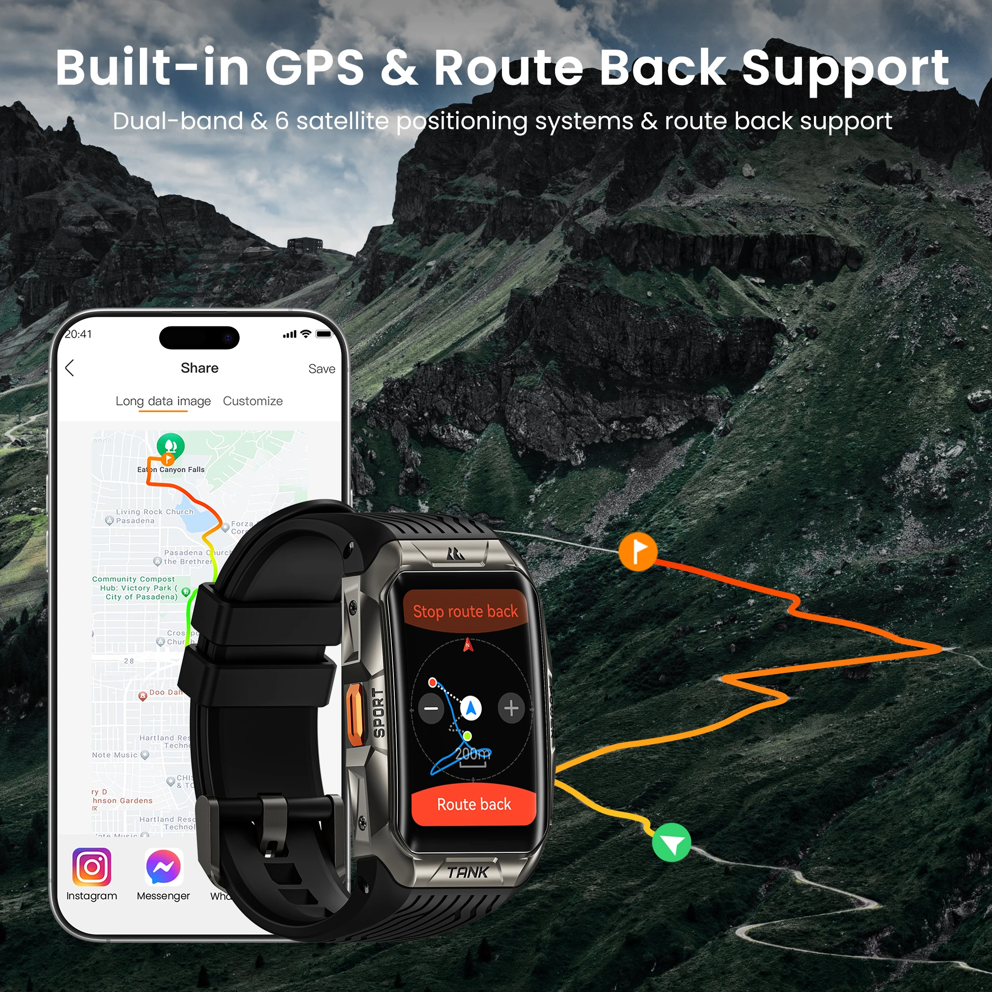 2025 KOSPET TANK X2 Ultra Smart Watch For Men 3D Curved Screen Compass Altimeter Barometric IP69K 5ATM Waterproof 1.64'' AMOLED 4