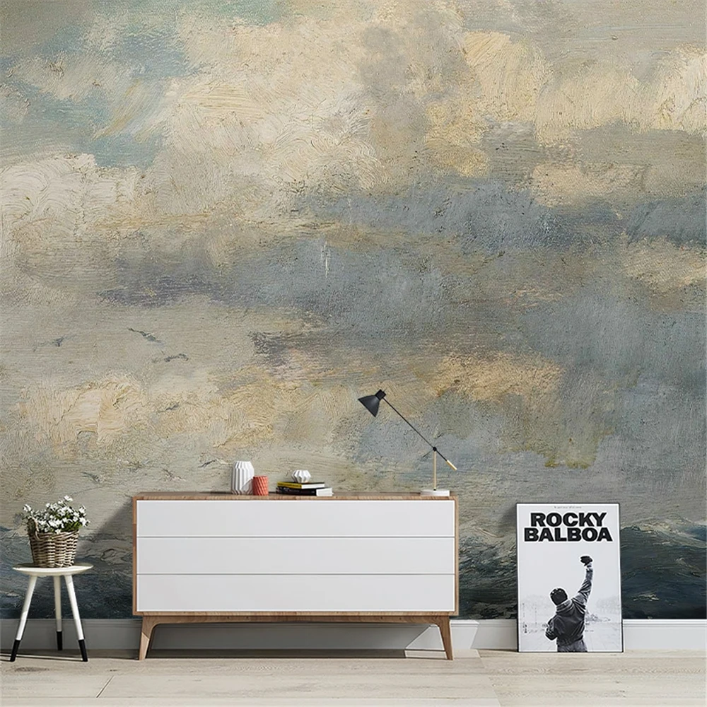 

custom Modern minimalist oil painting wallpaper for living room bedroom TV background retro mural porch wall paper 3D stickers