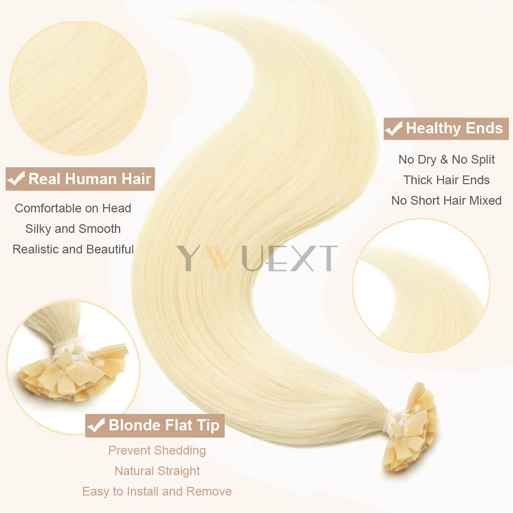 플랫 팁 케라틴 인간의 머리카락 확장 핫 퓨전 헤어 익스텐션 12 16 20 50 개/갑 기계 레미 케라틴 팁 헤어 익스텐션
