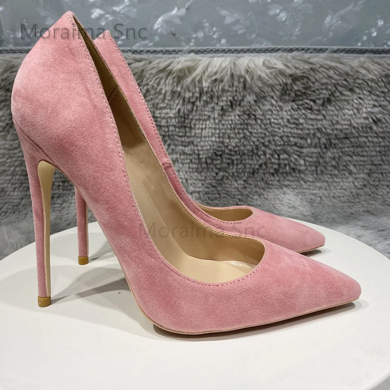 

Purple Pink Suede Women High Heels Pointed Toe Slip On Ladies Stiletto Pumps 8 10 12Cm Fashion Wedding Party Dress Office Shoes