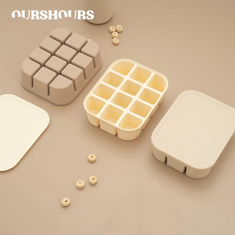 Baby Silicone Food Storage Containers BPA Free Leak-Proof Safe Snack Box for Toddlers Reusable Square Freezer Tray Mold with Lid