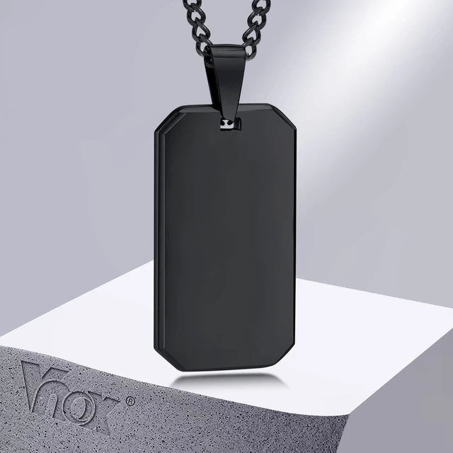 Dog Tag Necklaces, with Cuban Chain, Black Silver Color Stainless Stee –  Personalize Creation