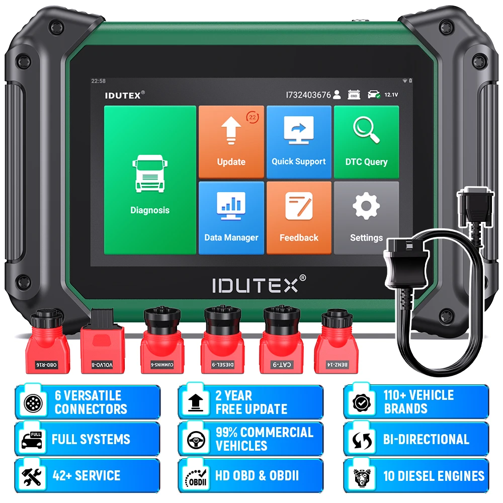 IDUTEX TS710 Heavy Duty Truck Bi-directional Scan Diagnostic Tool DPF Regen 42+ Resets Diesel OBD2 Scanner Code Reader for Truck