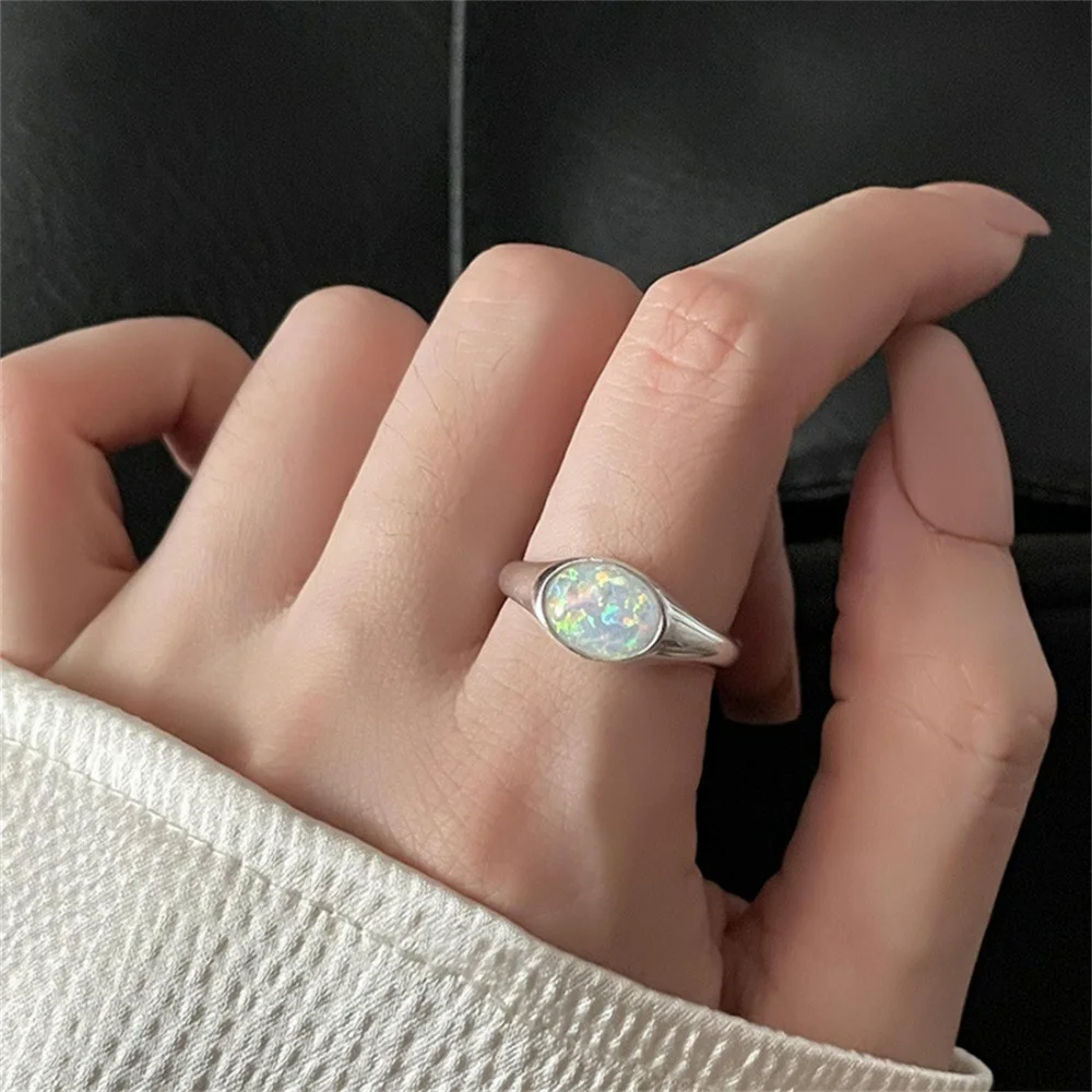 Shell Opal Stone Cuff Rings For Women Girl 2023 New Trend Fashion Vintage Jewelry Ladies Gift Party anillos mujer