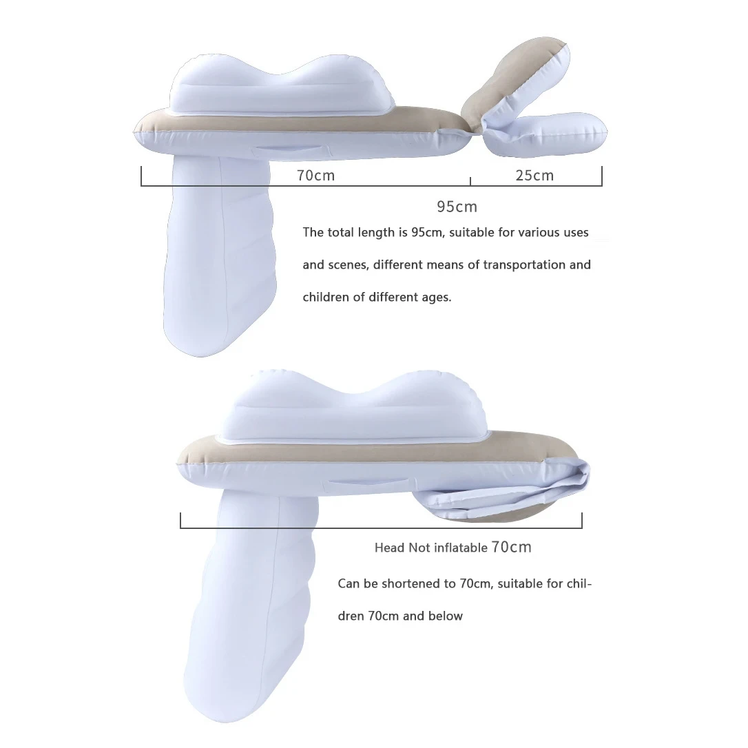 Inflatable Toddler Travel Bed PVC Flocking Flight Kids Bed Portable Baby Airplane Bed Air Cushion With Two Adjustable Head Pad