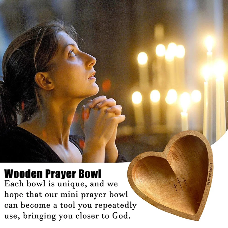 Prayer Bowl With Cards Wooden Heart Prayer Bowl Christian Gifts Heart Shaped Decoration Religious Dough Home
