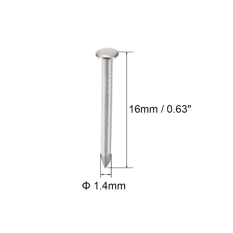 200pcs Round Head Nails 1.4x16mm Steel Tiny Nails For Jewelry Chest Box Case Hinge Furniture Drum Pictures