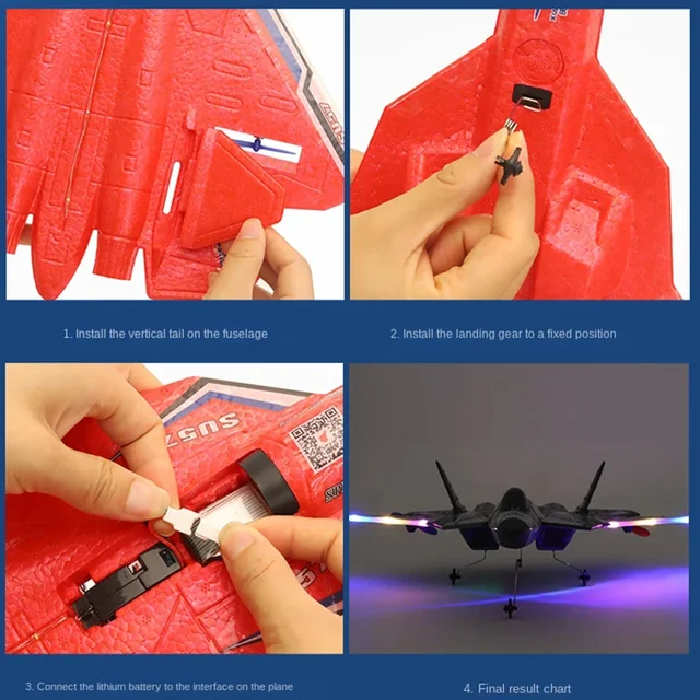 RC Plane SU57 Radio Control Airplane Light Fixed Wing Hand Throwing Su30 Foam Electric Remote Control Plane Toys for Children 3