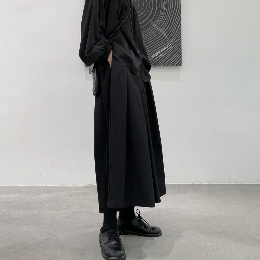2024 New Mens Japanese Dark Style Genderless Wide Leg Pants Fashion Retro Dark Loose Casual Pants Men'S Streetwear Pants
