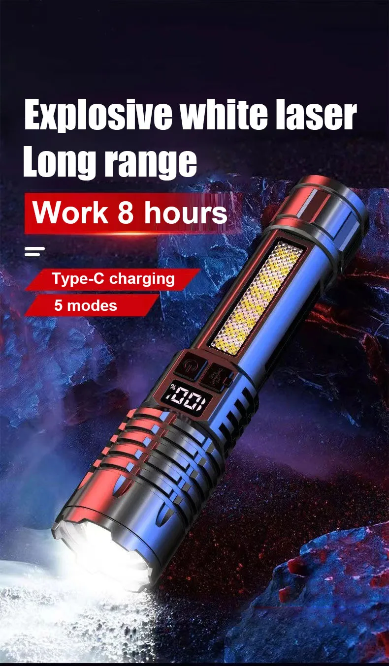 Description Picture 4 of itemPortable Rechargeable LED Flashlights High Power Military Tactical Flashlight Telescopic Zoom Torch Lamp Outdoor Camping Fishing