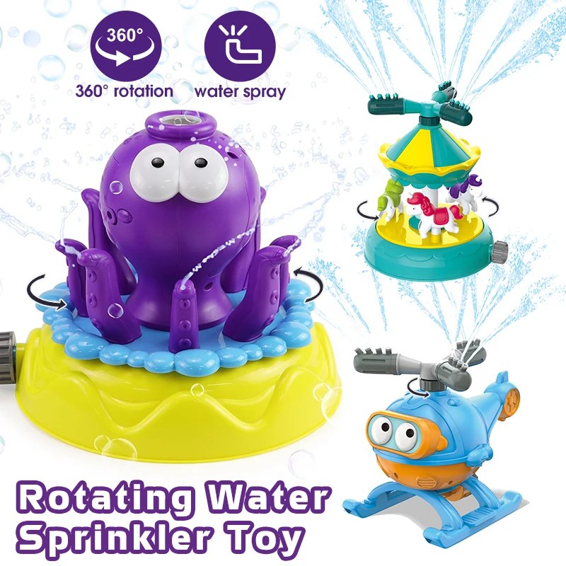 

Summer Outside Toy For Toddler 1-3 Octopus Sprinkler For Kid 2in1 Splashing Water With Bubble Machine Backyard Game Garden Lawn