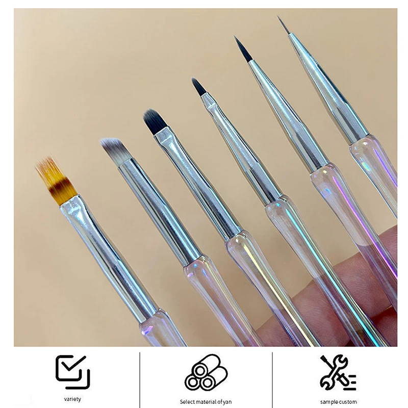 New 6Pcs/set Nail Art Pen Lllusory Color With Cover Nail Construction Painting Brush Uv Gel Extension Drawing Carving Pen Diy