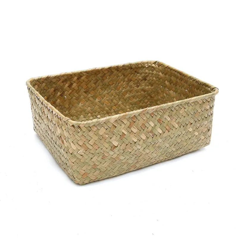 Handmade Straw Dried Flower Fruit Pot Basket Rattan Box Candy Earphone Panier De Rangement Organizer Useful Storage  Cesto 5