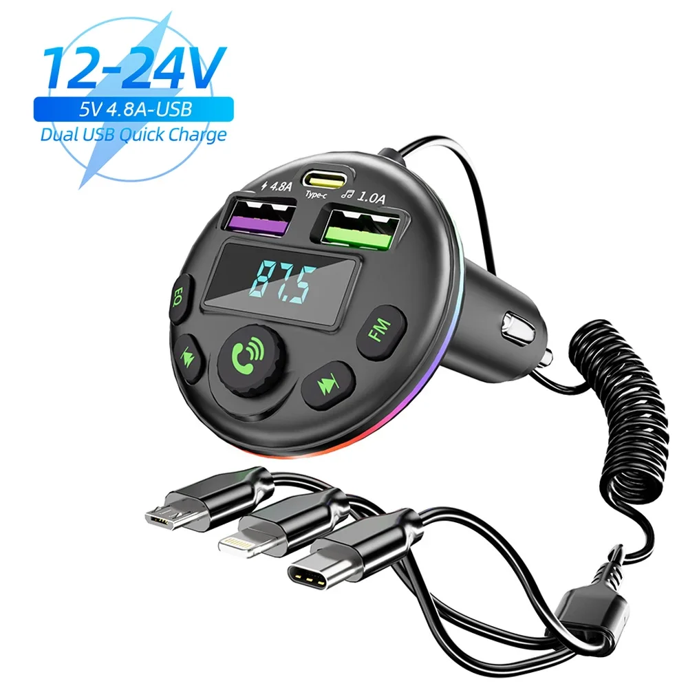 Car bluetooth receiver 5.0 FM transmitter MP3 modulator for IPhone Huawei Xiaomi