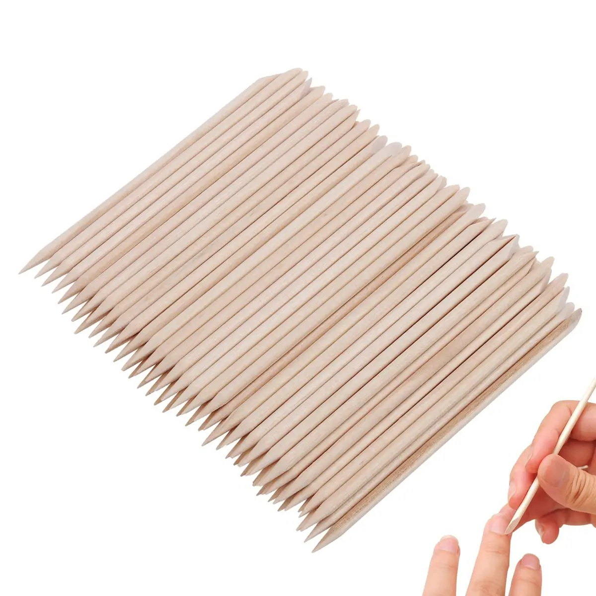 100 Pcs Manicure Orange Stick Nail Tools Wood Cuticle Cutile Bamboo for Nails