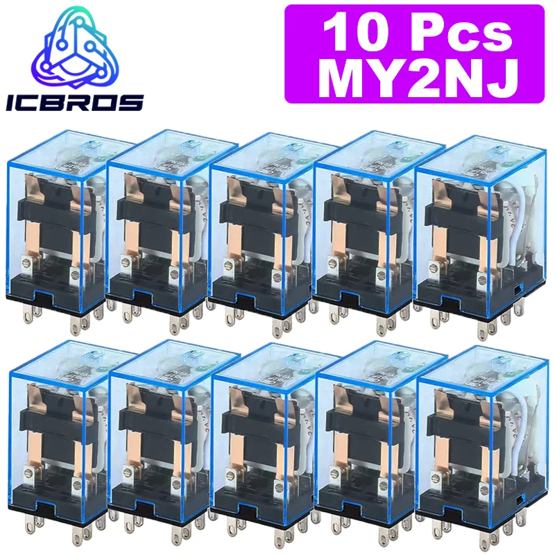 

10Pcs MY2P HH52P MY2NJ Coil General DPDT Micro Mini Electromagnetic Relay Switch With LED AC 110V 220V DC 12V 24V