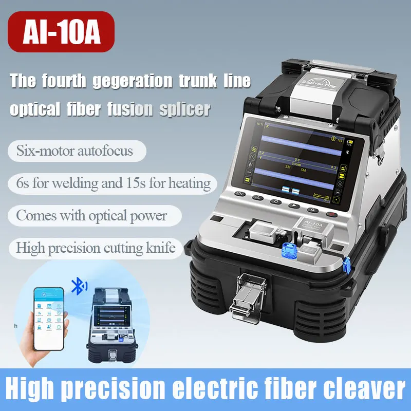 

2023 New Signal Fire AI-10A Optical Fiber Fusion Splicer Built in Electric Cleaver VFL OPM Function 6 Motor Splicing Machine Aut